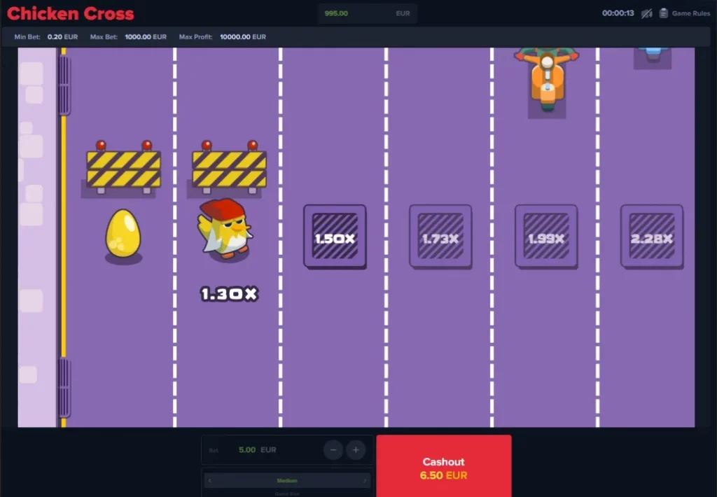 Chicken Cross by Upgaming | Play the Chicken Cross Road Gambling Game